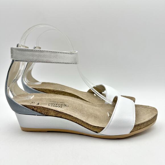 NAOT Womens Pixie Sandal EU 39 US 8 White Silver Leather EUC - Picture 3 of 15